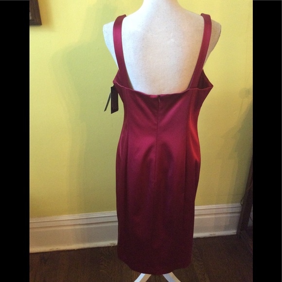 David Meister NWT Deep Red Bodycon Dress Size 12 - Picture 9 of 15